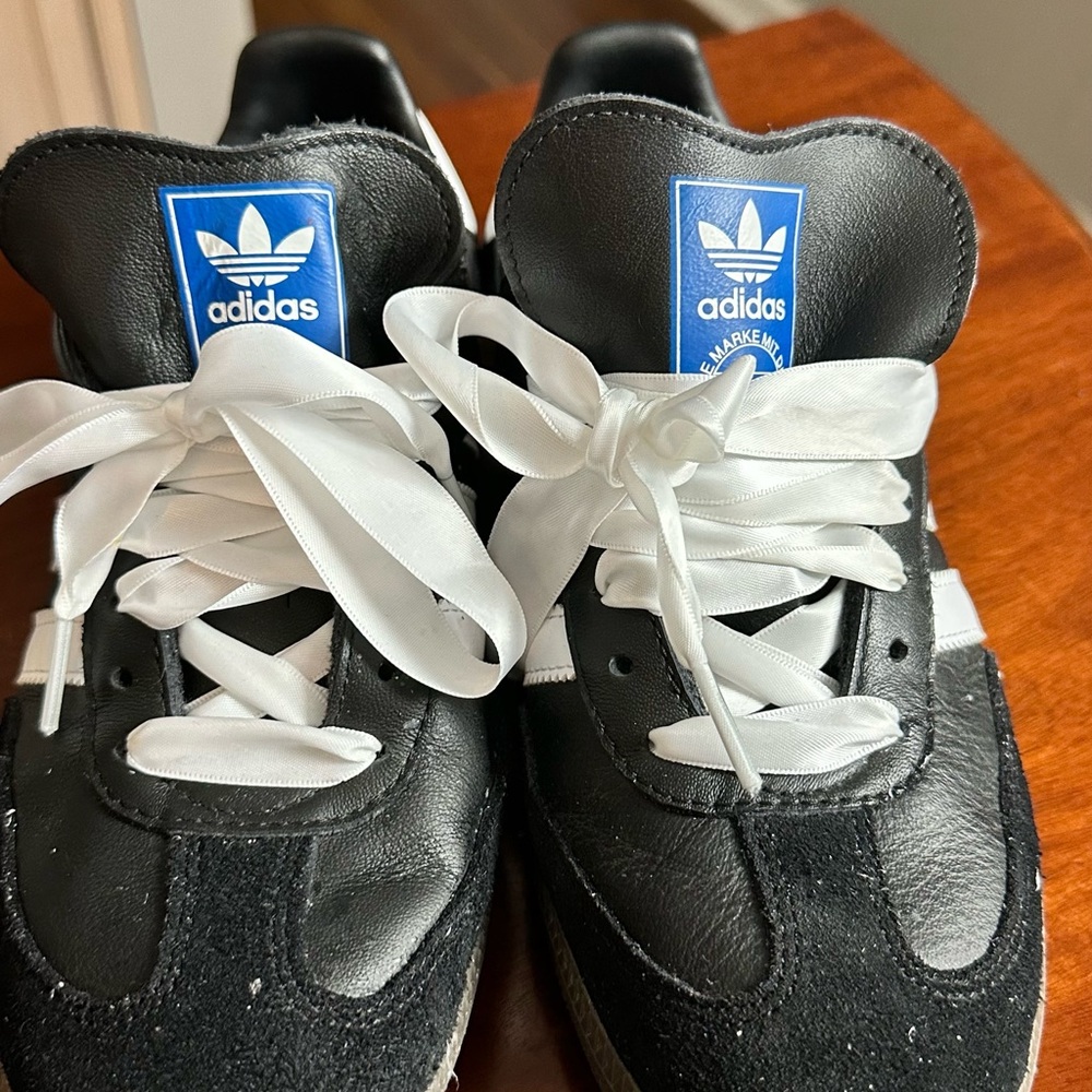 adidas Black Sneakers with White Laces and Blue Logo